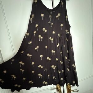 Torrid SuperSoft Skater dress. Black Dress with Palm Tree Print